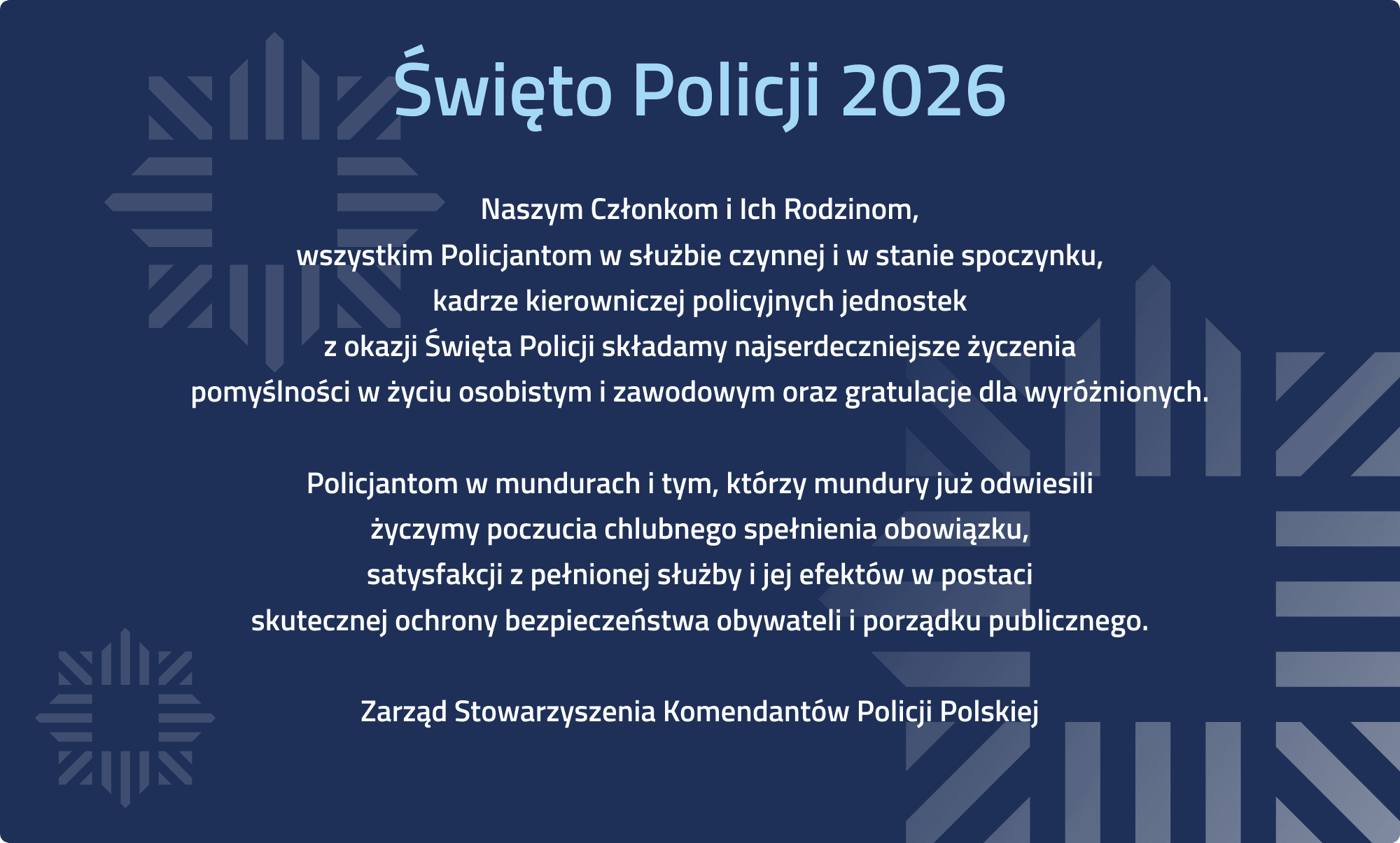 Obchody Święta Policji 2026 z życzeniami dla funkcjonariuszy i ich rodzin.
